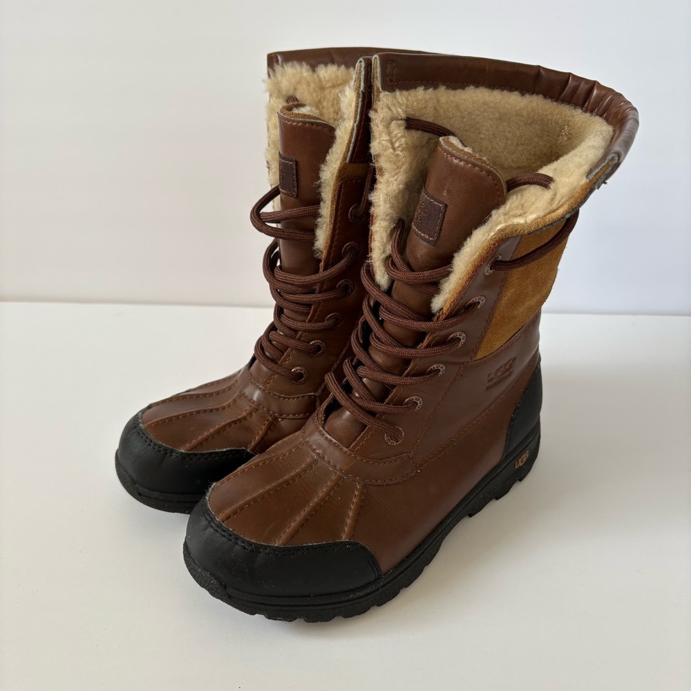 UGG Kids Butte II Worchester Brown Snow Boots 3Y Thinsulate 200 Water Resistant